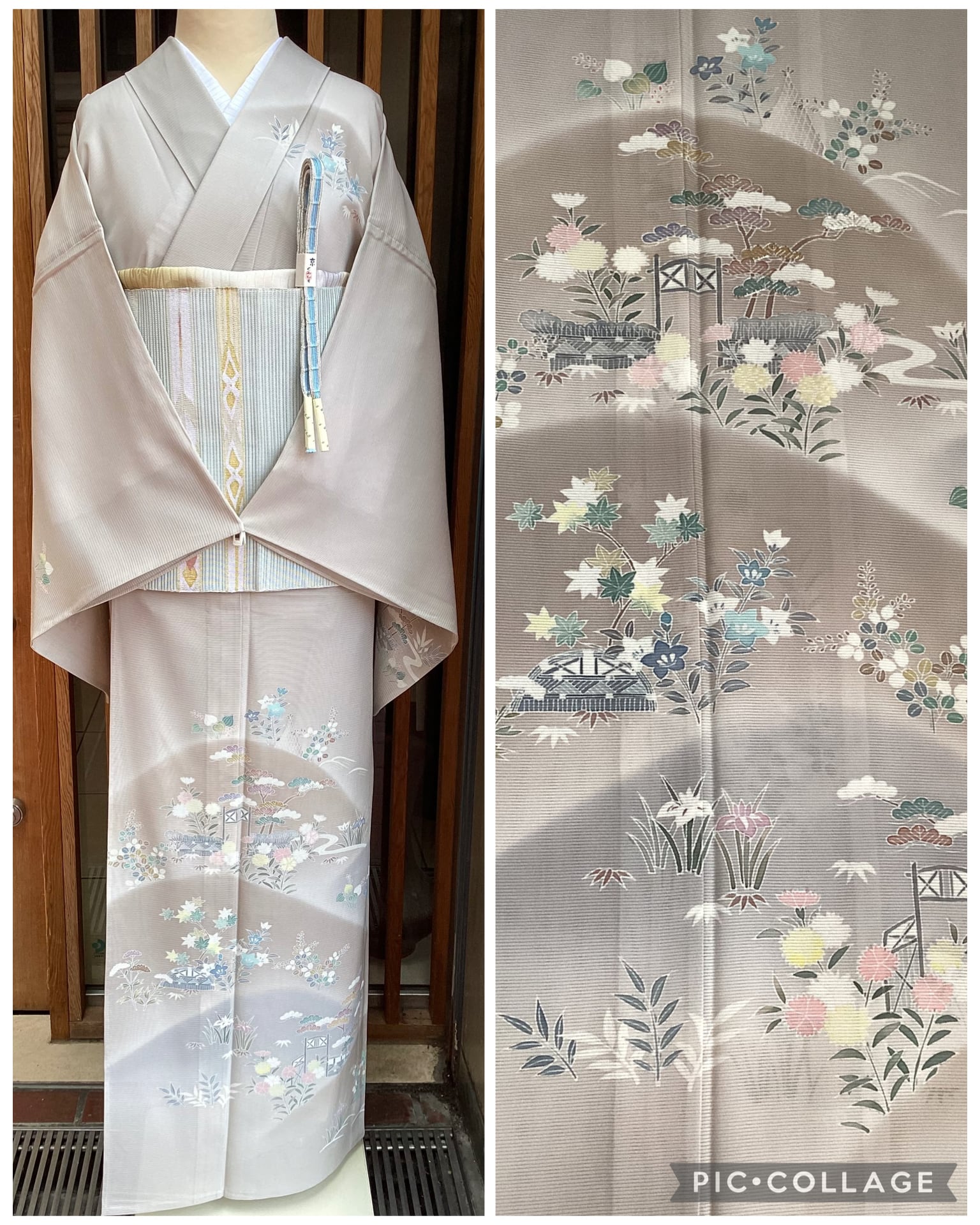 豪華総刺繍 蘇州刺繍 訪問着 一つ紋 四季の花々 花柄 正絹 黄緑 赤 緑