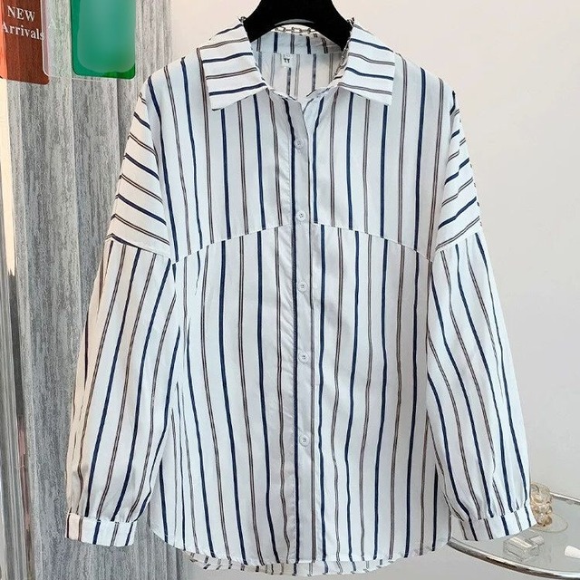 DESIGN STRIPE LONG SLEEVES SHIRT 1color M-15865