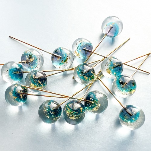 ＊ガラスピン＊星屑玉 パープルブルー【受注生産】