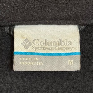 Columbia フリースジャケット アウター ジップアップ フルジップ コロンビア アウトドア ワンポイント M 刺繍ロゴ ブラック US古着