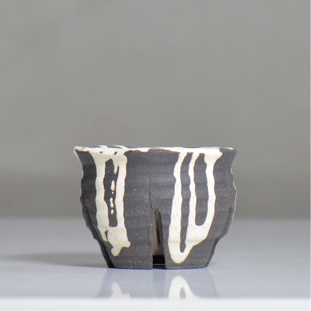 沼野 秀章 / 黒二白 / nh6_bw03_s / 約φ9.5cm / 植木鉢