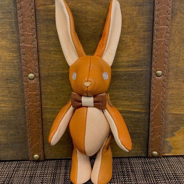 ジビエレザー鹿革ベルラビ★マイスターの手作り「ベルズラビット」キャメル＆ナチュラル　写真の1点販売です