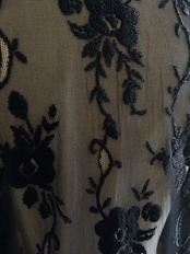 black floral lace sheer long shirt-5315-7