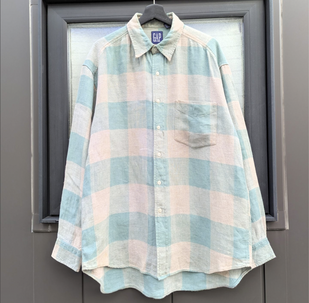 old gap plaid linen shirt 小岩店