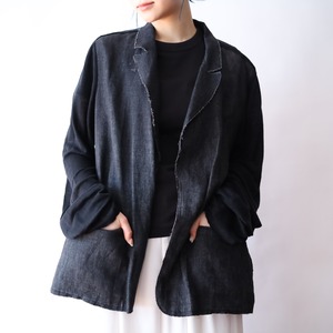 over silhouette lapel collar linen × rayon jacket