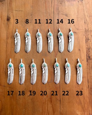 【NEWカラー入荷！】上銀銀縄天然ターコイズ付き特大フェザー（右向き）