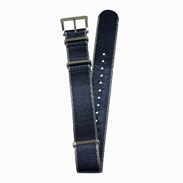 DELUXE NYLON NATO TYPE WATCH STRAP /  Navy color with Gray trim lines