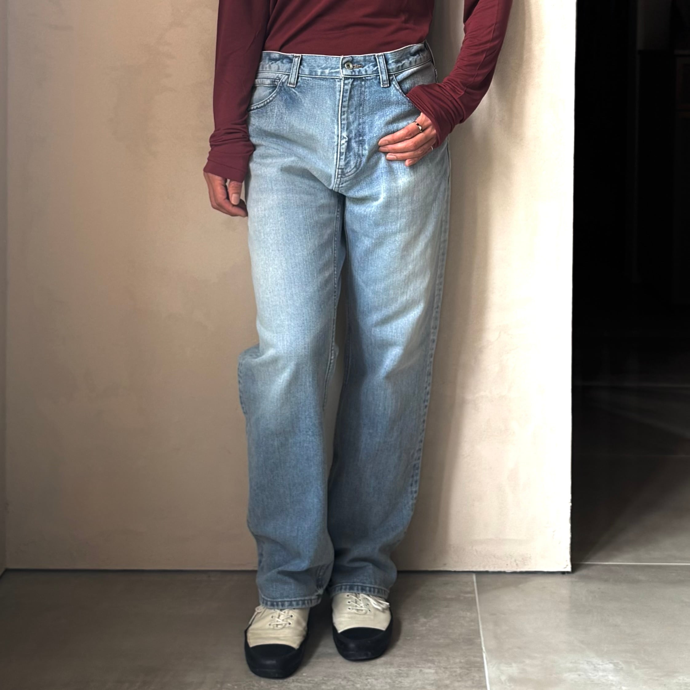 ATON|DENIM STRAIGHT PANTS