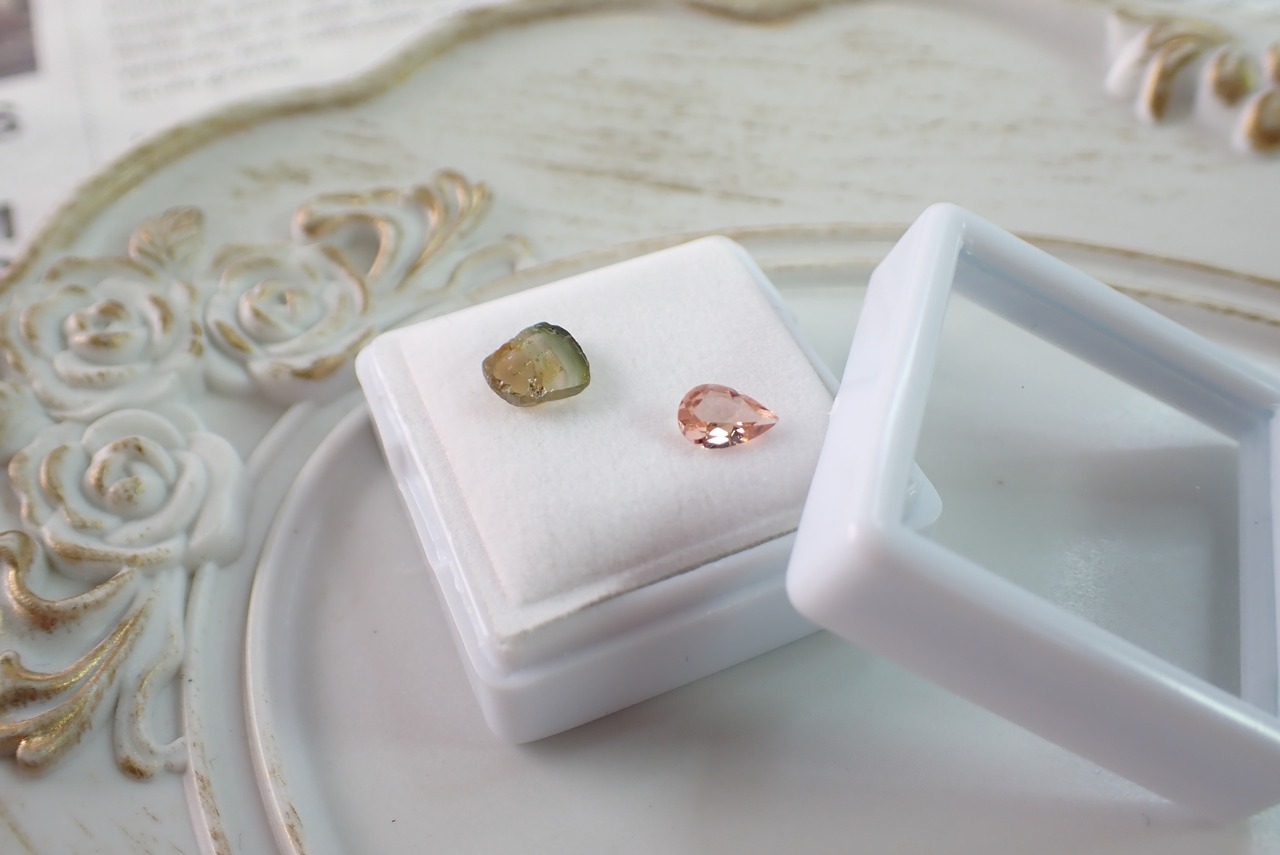 【原石セット】トルマリン/スライストルマリン 0.32ct/0.74ct 　[C2‐314]