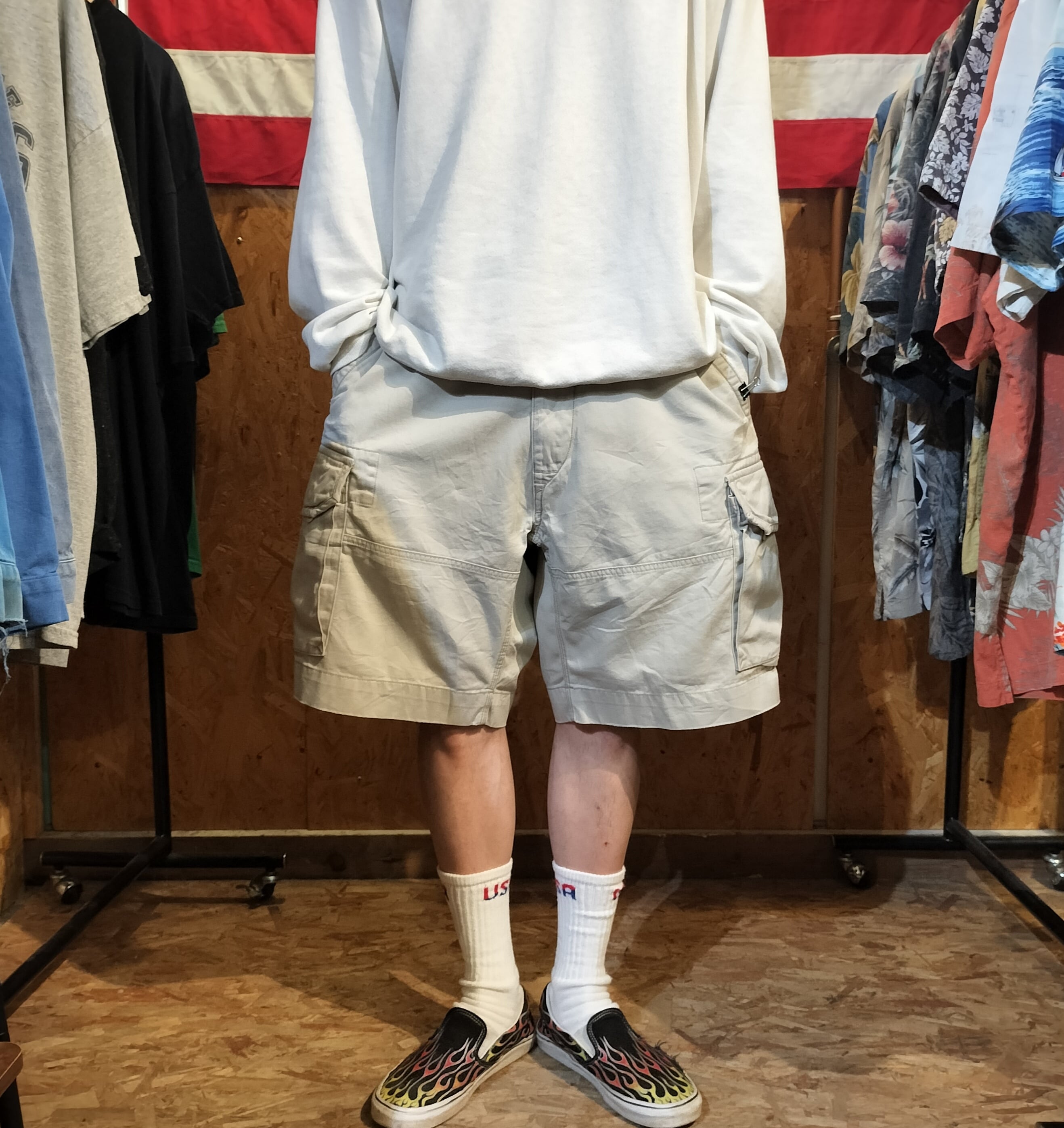 Used ショートパンツ◆w38 POLO RALPH LAUREN オフホワイト ストーン カーゴショーツ◆USA古着 ヴィンテージ