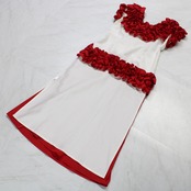 【フラダンス衣装】ホワイト FANCY DRESS ファンシードレス ワンピース ドレス 白 赤 レッド フリル チョーカー 華やか 鮮やか