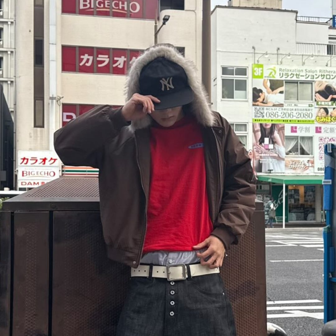 ファー付きミリタリージャケット（ブラウン） el1199 | elev fashion store