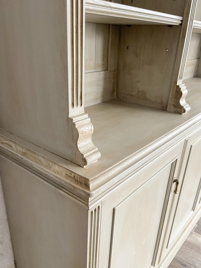 フランスアンティーク調カップボード 飾り棚ブロカントシェルフ (アンティーク調・オーダーメイド食器棚)W1500 輸入住宅や店舗什器向け