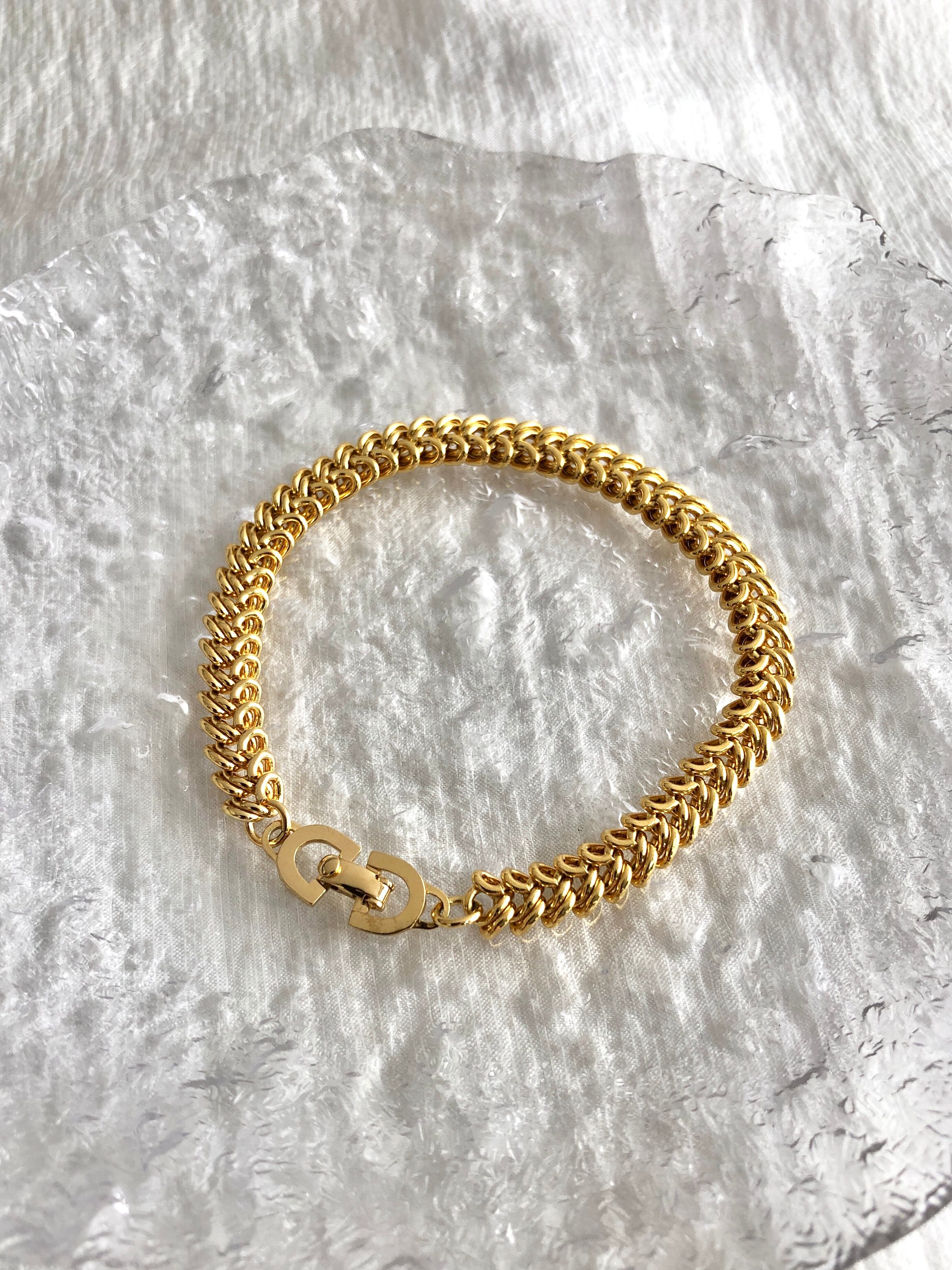 Christian Dior クリスチャン ディオール ブレスレット ゴールド CDロゴ チェーン vintage ヴィンテージ オールド htcyhk