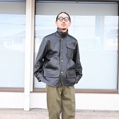 HEAVY PIMA TWILL 1-TUCK FRENCH ARMY WIDE TAPERED TROUSER style