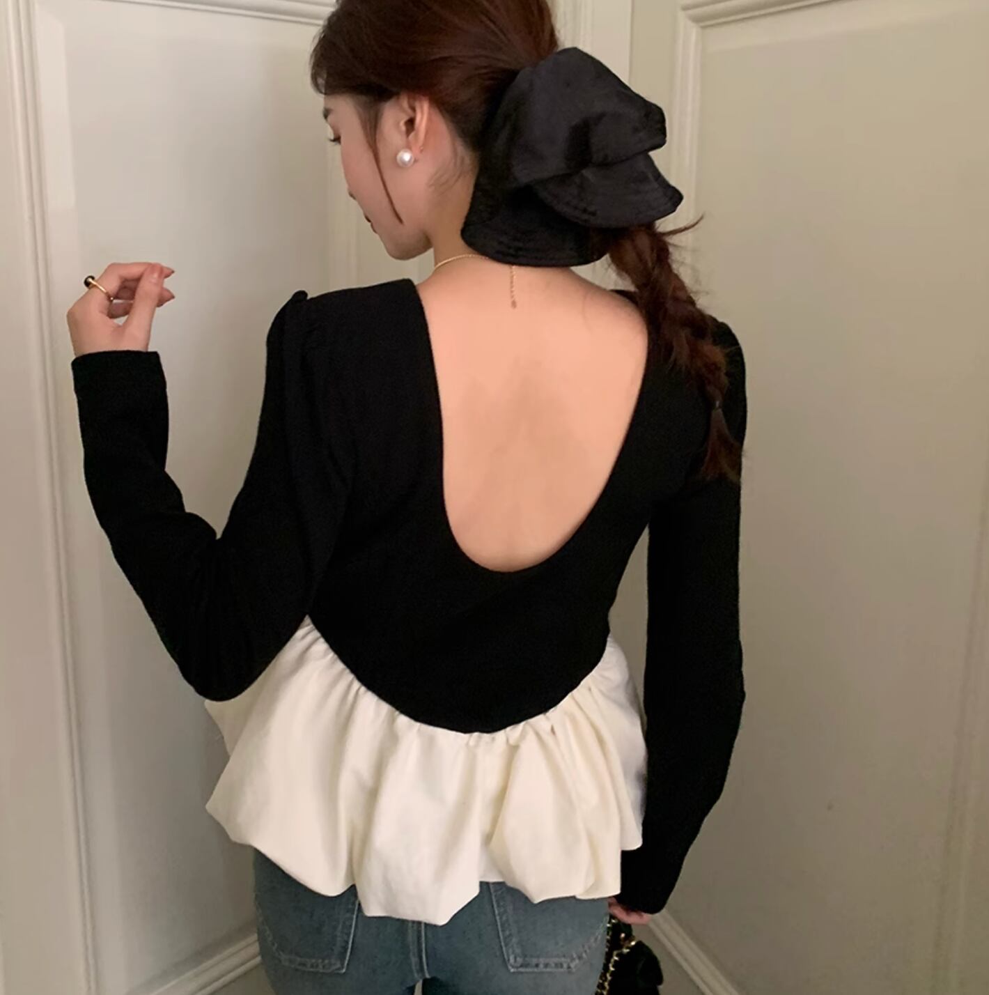 back open peplum tops