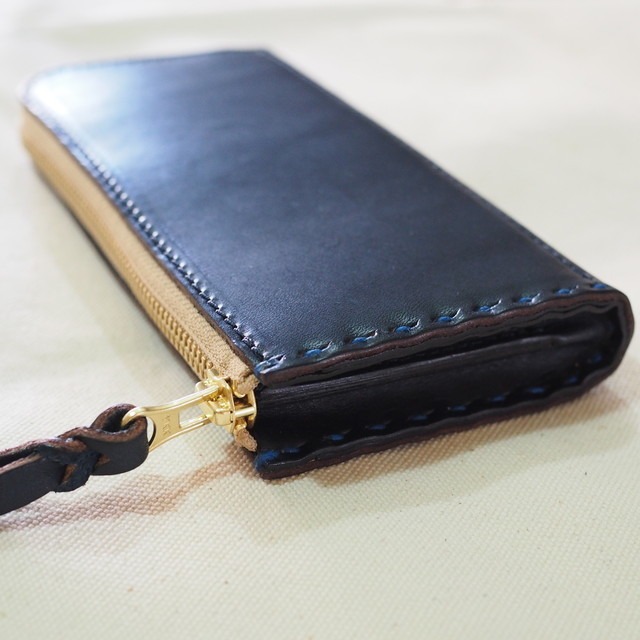 L字ファスナーの小型財布 / ネイビー