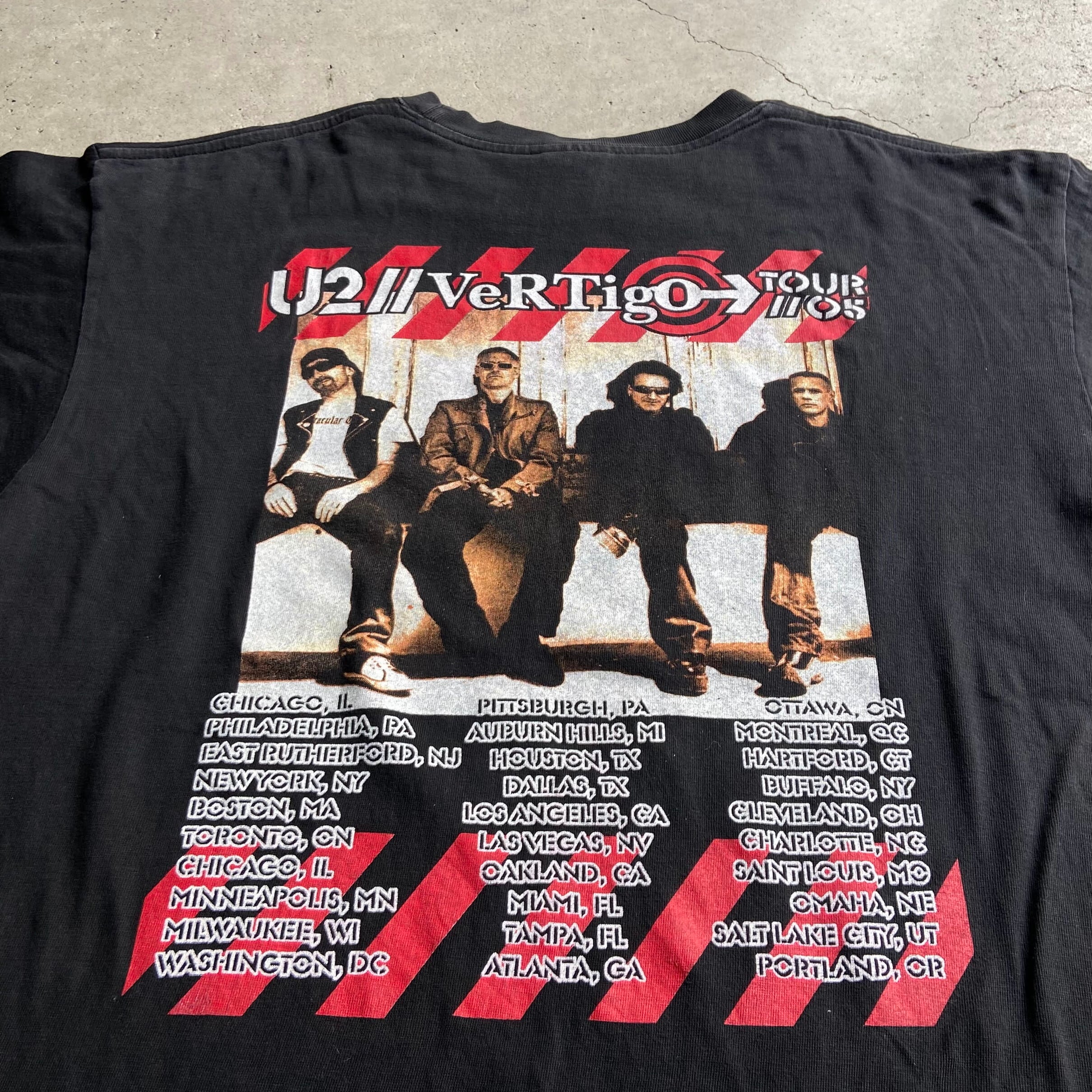 80s AC/DC Tシャツ バンT  ツアーT ベージュ 黒 ヴィンテージ