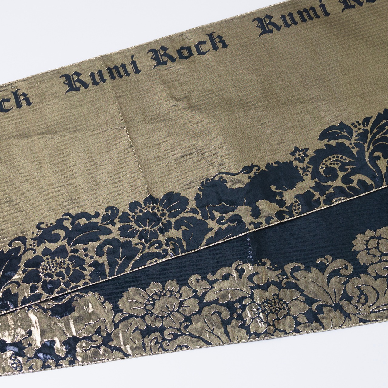 【20周年記念カラー】Rumi Rock兵児帯「ギラヘコ」ライオン更紗　ゴールド×ブラック　[E1376]