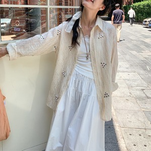 floral embroidered shirt　J00480