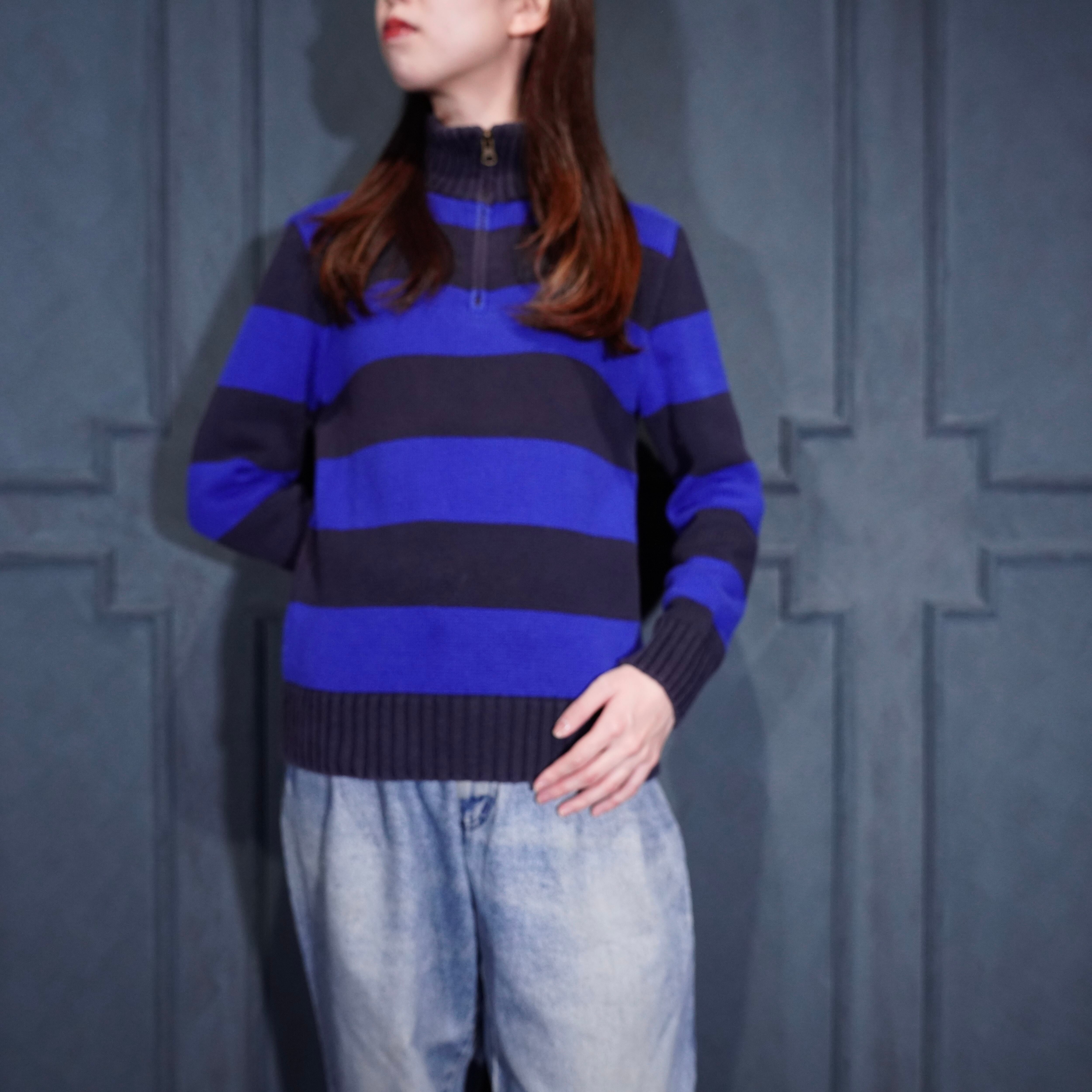 USA VINTAGE Polo by Ralph Lauren BORDER PATTERNED COTTON KNIT HALF