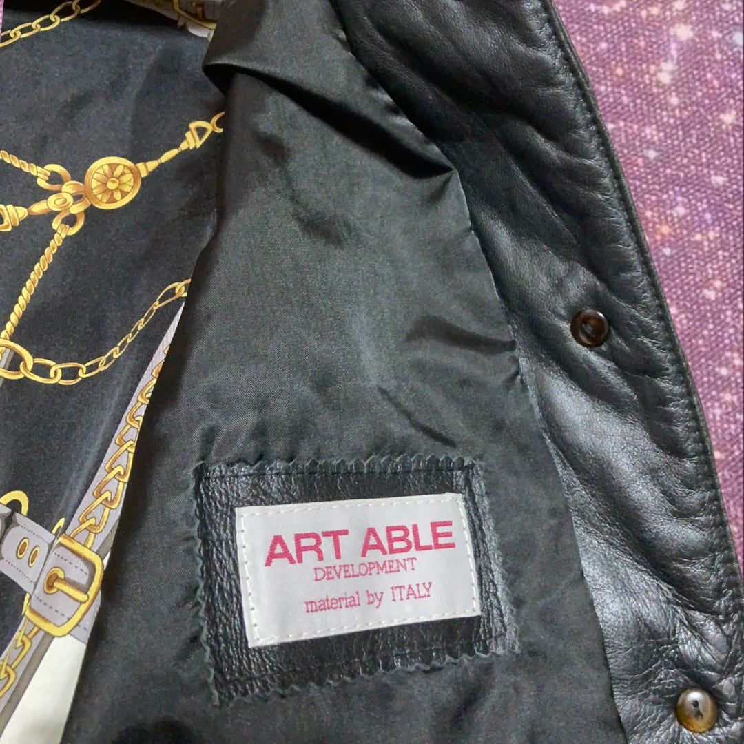 's Vintage "ART ABLE” Quilting leather jacket   Betico Rouge Closet