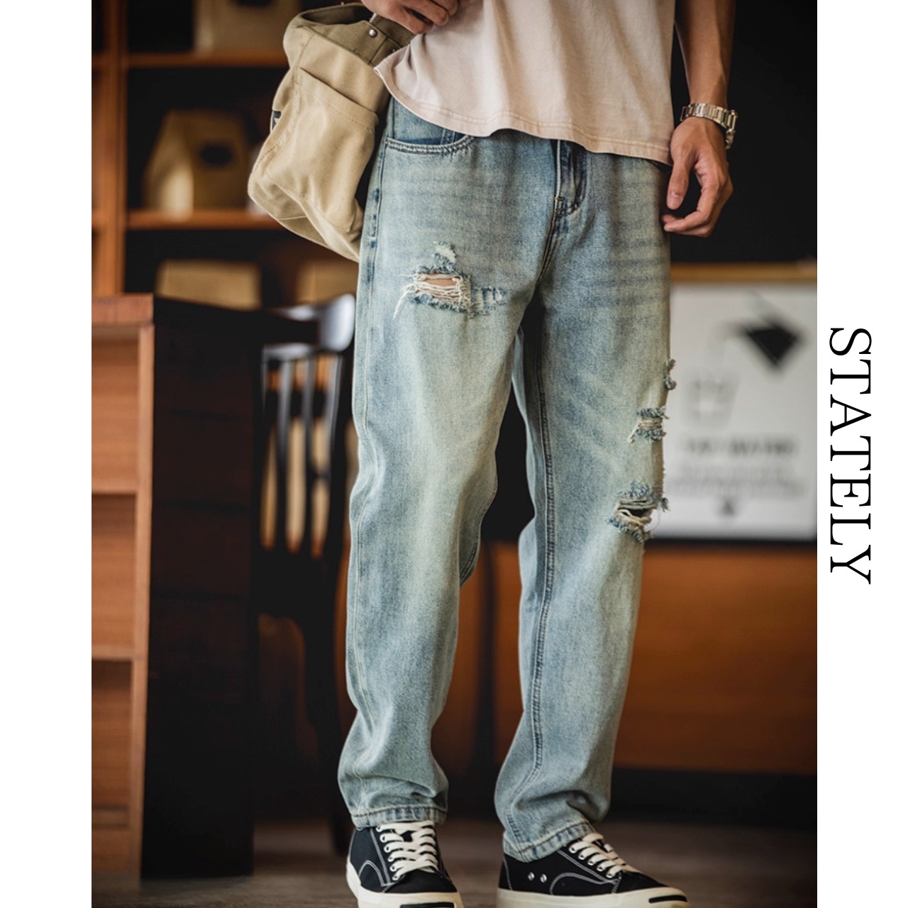 Vintageルーズ ダメージ Denim_B21・画像5