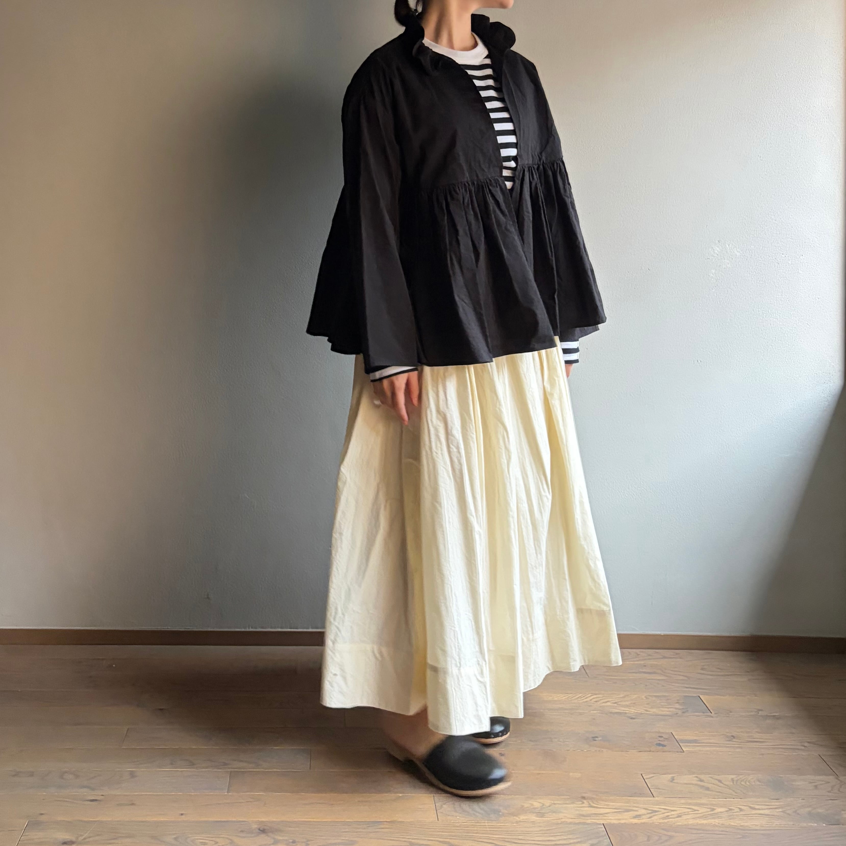 R&D.M.Co- /OLDMANSTAILOR COTTON LINEN SILK GATHER PEPLUM JUCKET