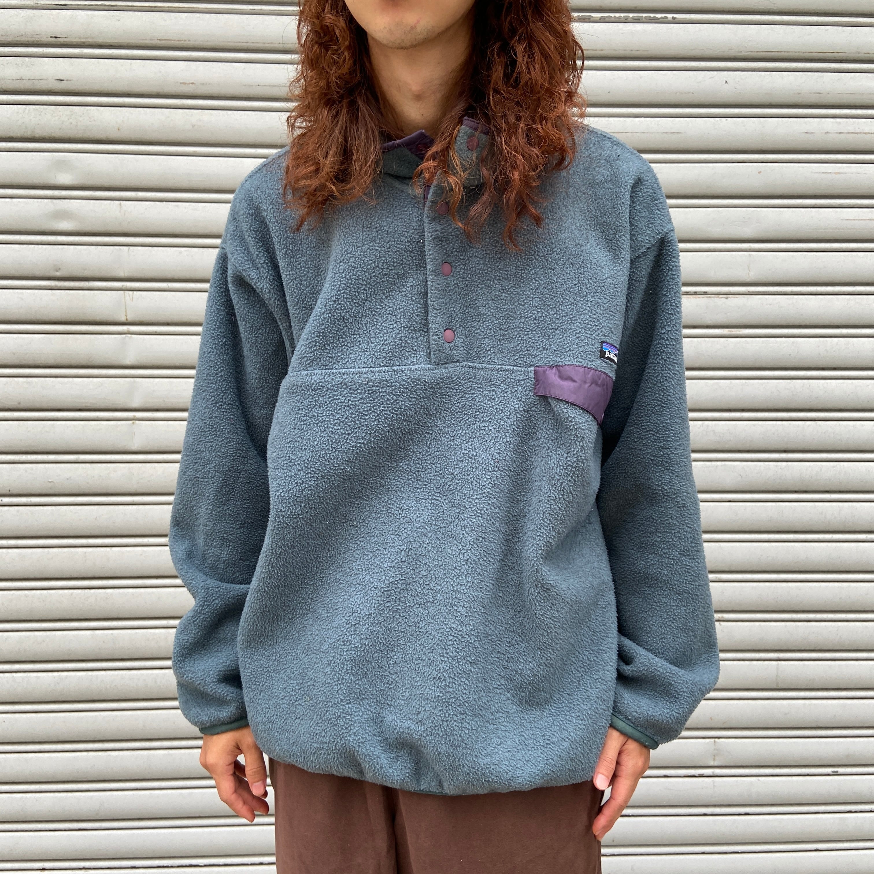 送料無料』90s Patagonia フリーススナップT プルオーバー グリーン系