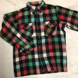 ⊕1960'S BIG MUSKY RED/GREEN/BLACK WOOL CHECK SHIRT