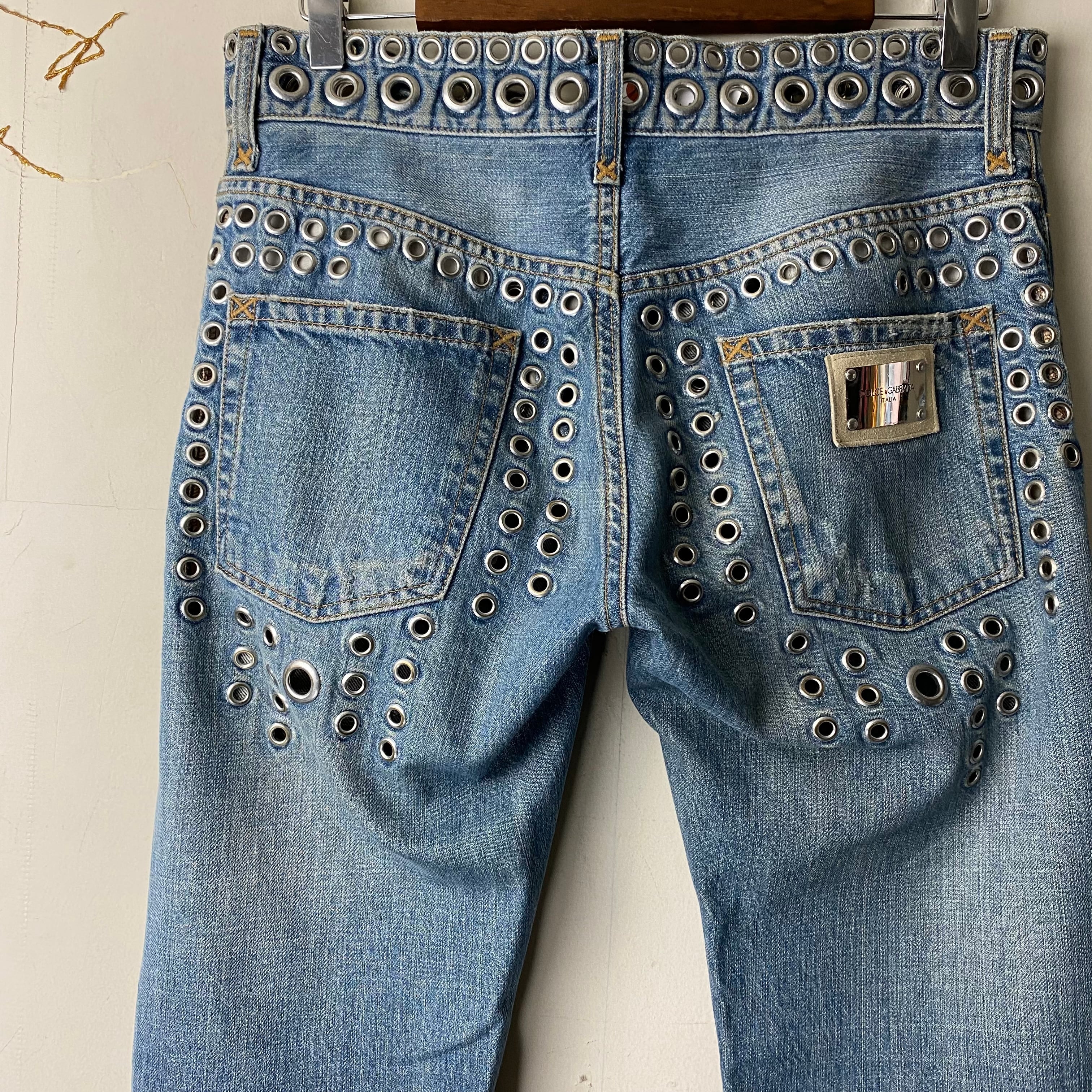 archive DOLCE&GABBANA grommets denim pants | NOIR ONLINE