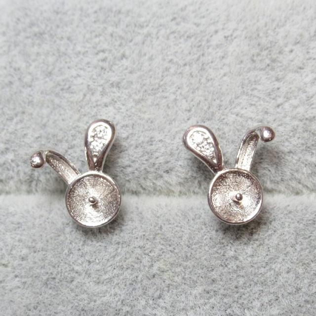 芯立て バニーCZ  S925  ピアスセッティング  SV