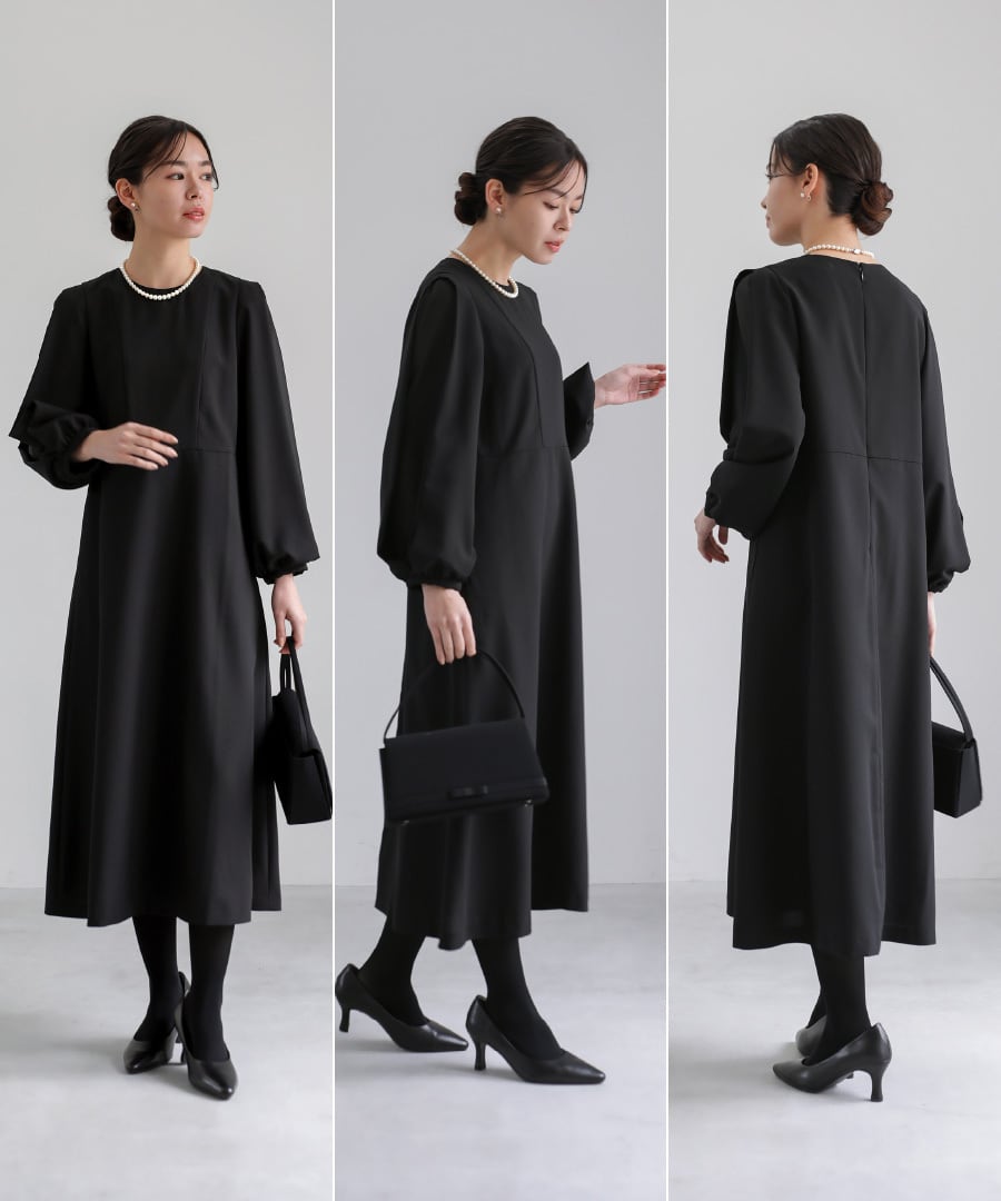最強配送】喪服・礼服【洗えるフォーマル】ボリュームシフォン袖フレア