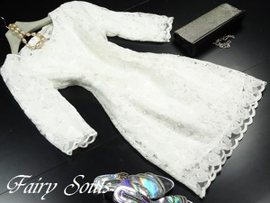 ★送料無料★7号(S)★長袖総レースの清楚なワンピース(OPN7605)