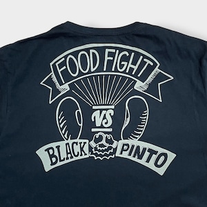 【CHIPOTLE】FOOD FIGHT ワンポイントロゴ Tシャツ バックプリント フードファイト 大食い 早食い L 半袖 黒 オーガニックコットン US古着