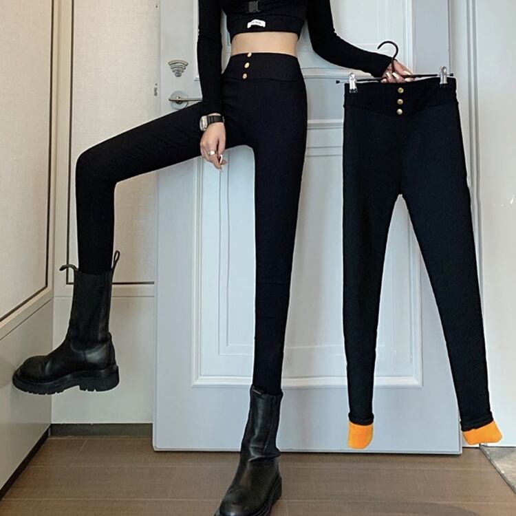 スプリングオータムベルベット薄手ブラックレギンス レディース ハイウェスト 春物 秋物 試着室36469708645