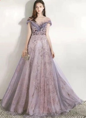 送料無料 	未使用 演奏会 発表会 舞台衣装 結婚式 豪華 チュール スパンコール フォ－マル ロング丈 L ドレス[OPN2551]