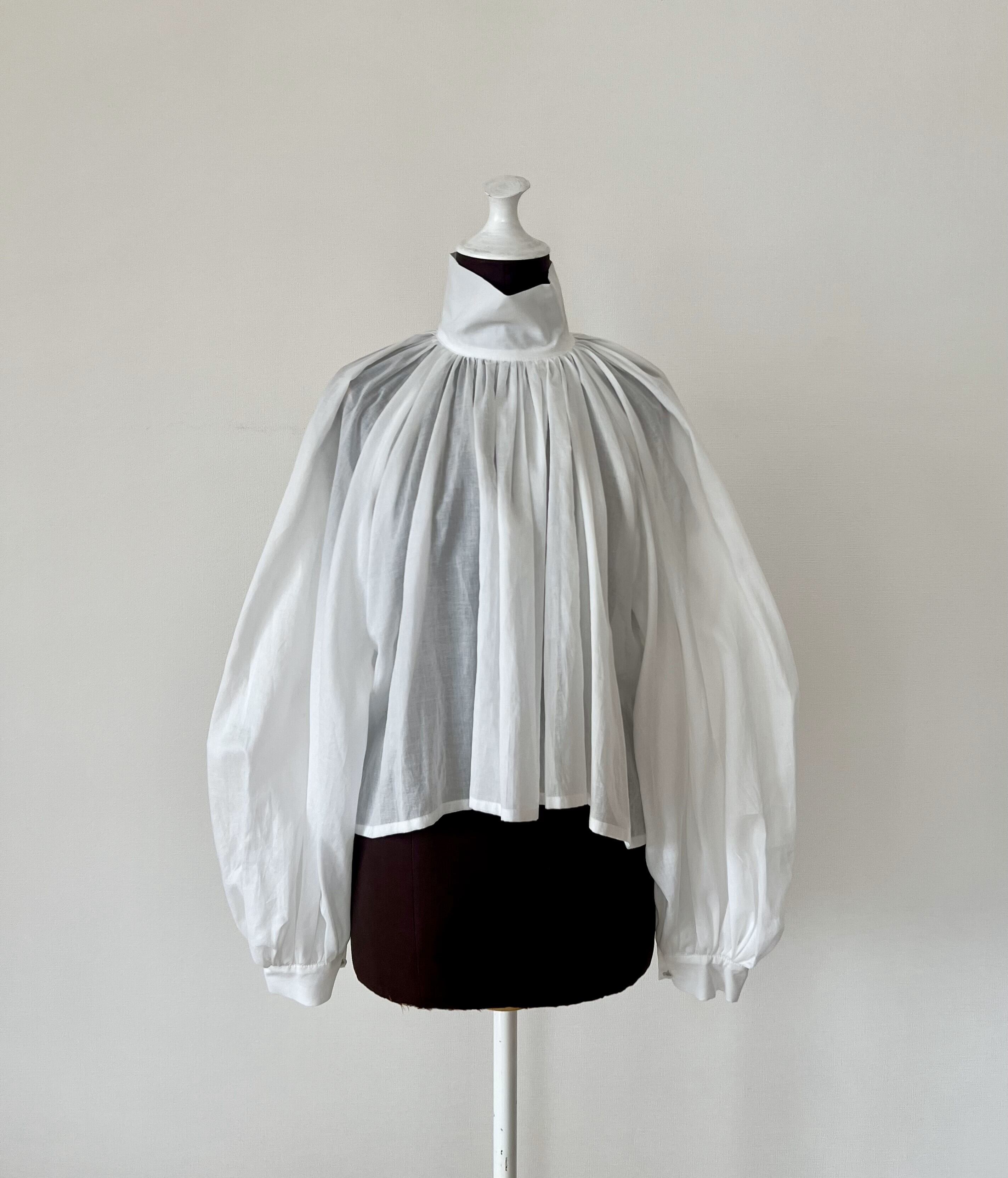 Bouffant sleeve blouse バッファンスリーブブラウス/コットンホワイト  