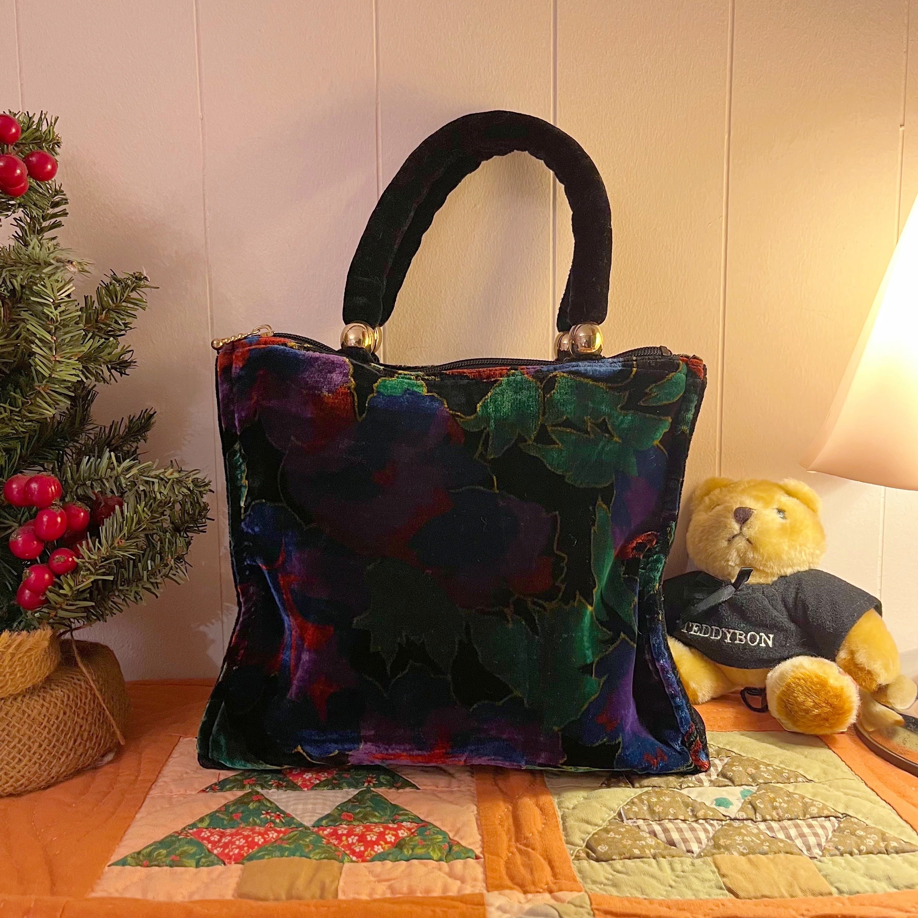 leaf velours square hand bag