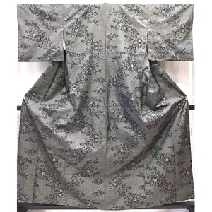 着物・紬・花・黒地・No.200701-1894・梱包サイズ80