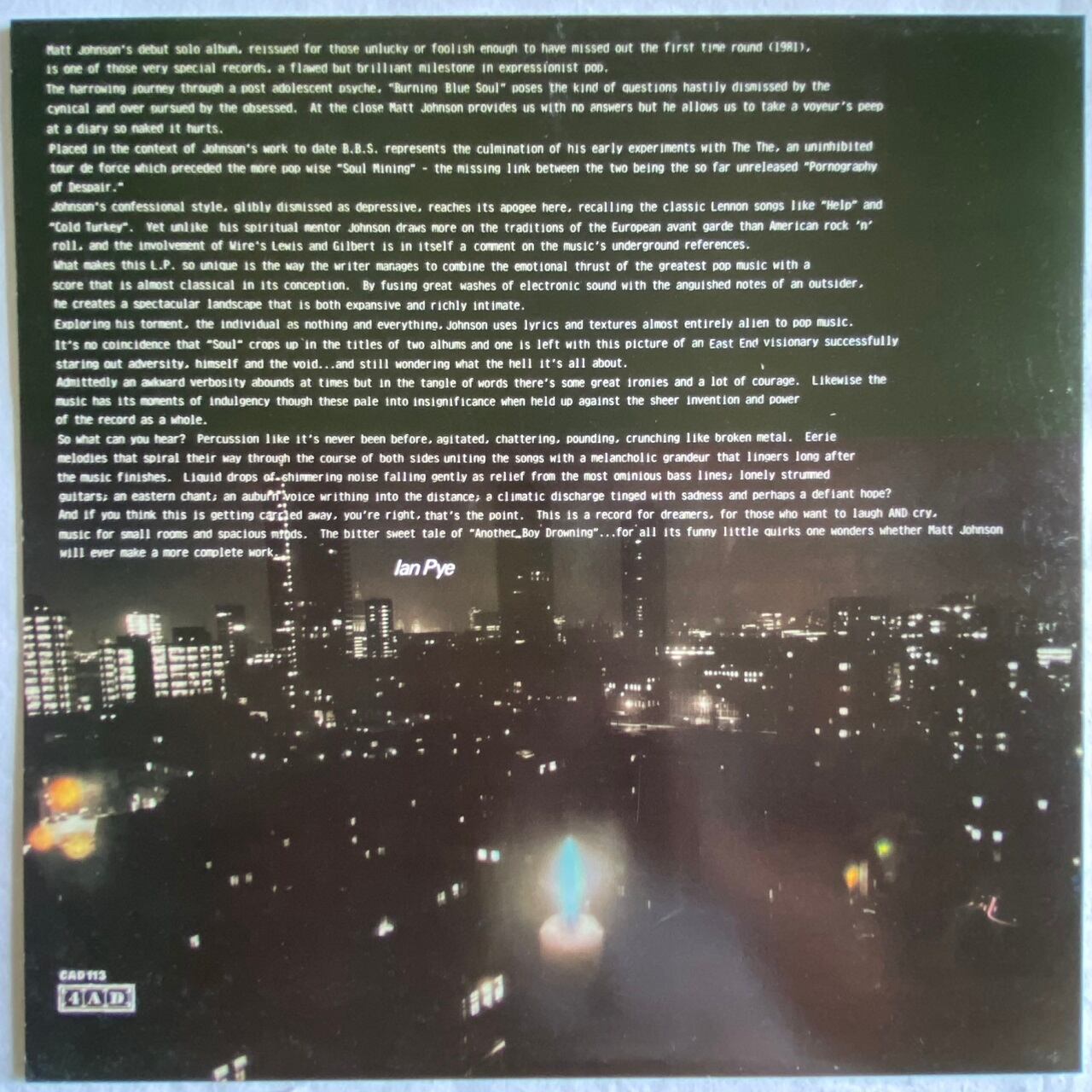 LP】Matt Johnson – Burning Blue Soul | マメシバレコード mameshiba