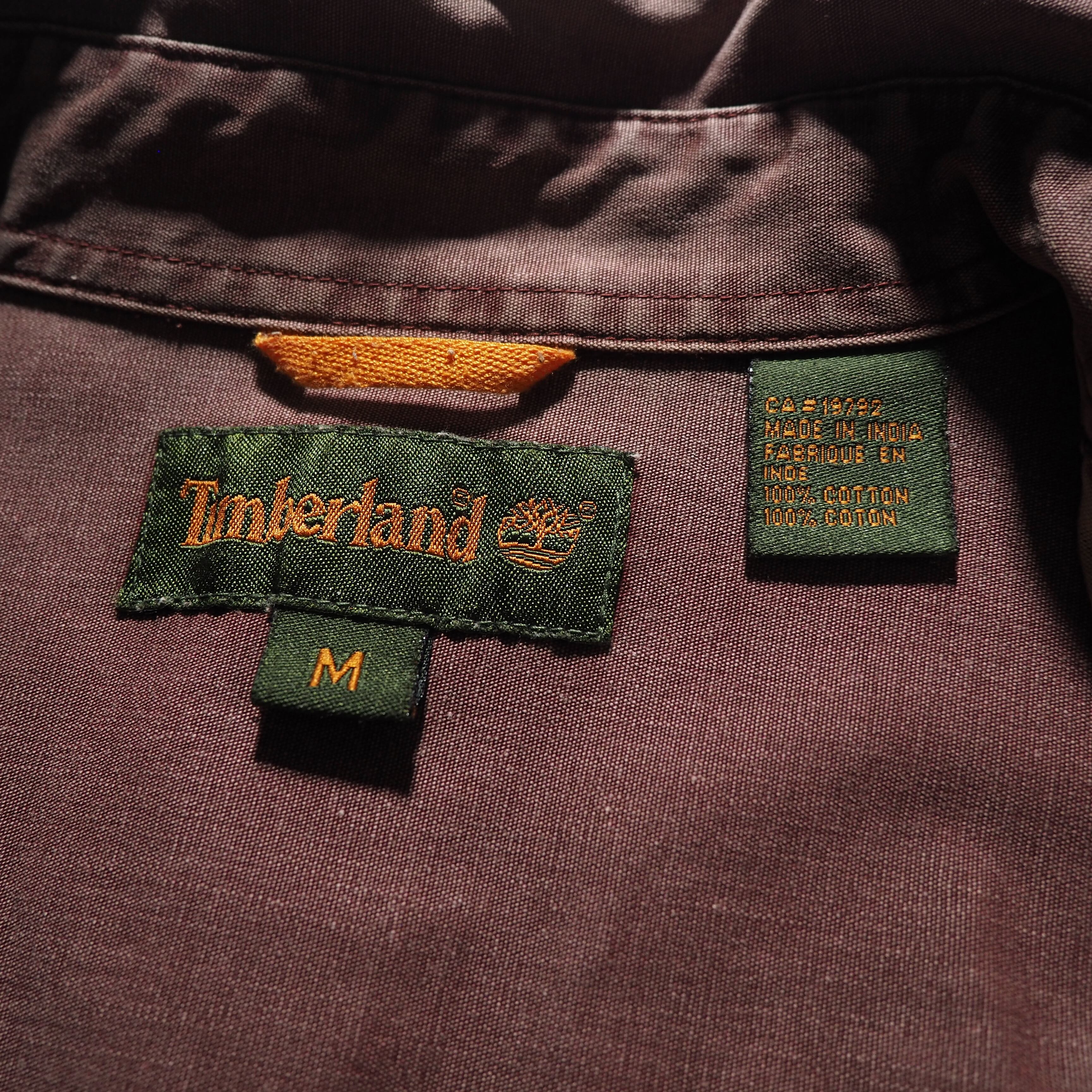 1990s ” Timberland ” Dark Burgundy color Overdye cotton shirt