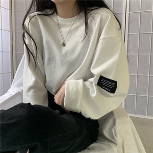 バルーン袖プルオーバー レディース 送料無料 2色 トップス Tシャツ ロゴ ルーズフィット プルオーバー 白シャツ 白トップス ワッペン 切替プルオーバーシャツ 長袖 ボリューム袖 パフスリーブ ドロップショルダー バルーンスリーブ ラウンドネック クルーネック 大人可愛い きれいめ 上品 レトロ 大人女子 こなれ感 ラフ キュート ガーリー ルーズ 抜け感 ゆったり 白 ホワイト 楽ちん 二の腕カバー 定番 春夏 秋冬 大人 かわいい おしゃれ デイリー オフィス 通勤 通学 トレンド