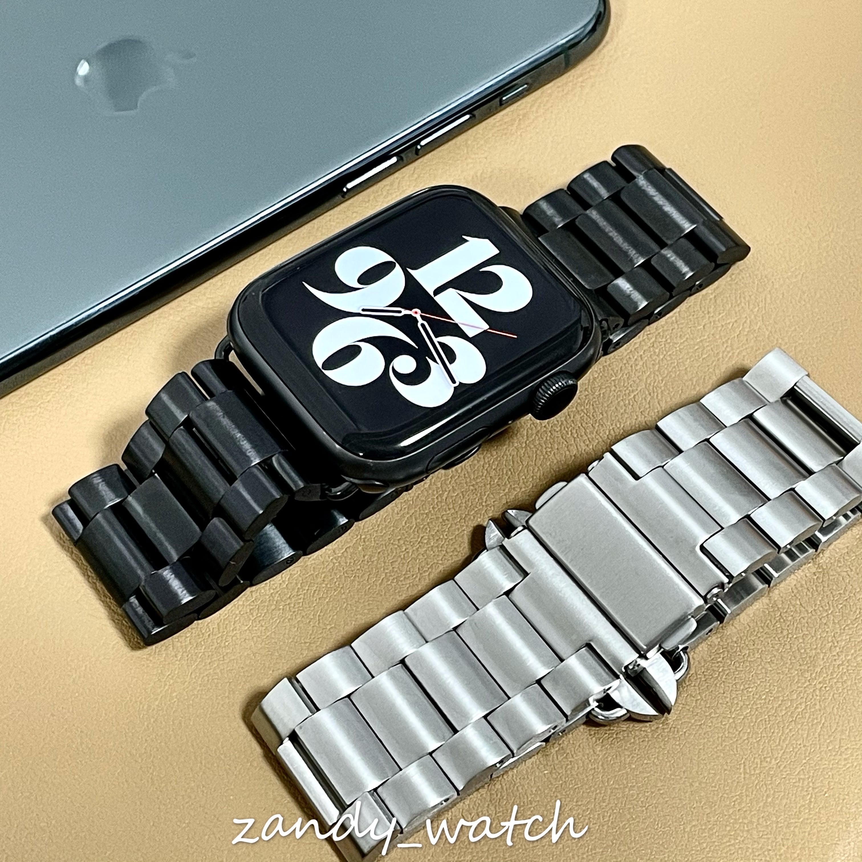 高級ブラック☆アップルウォッチ ステンレスベルト Apple Watch