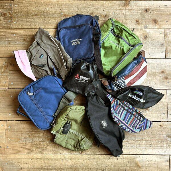 1点物◇ジャンスポーツ紺ポーチ旅行用ミニバッグ古着メンズレディース