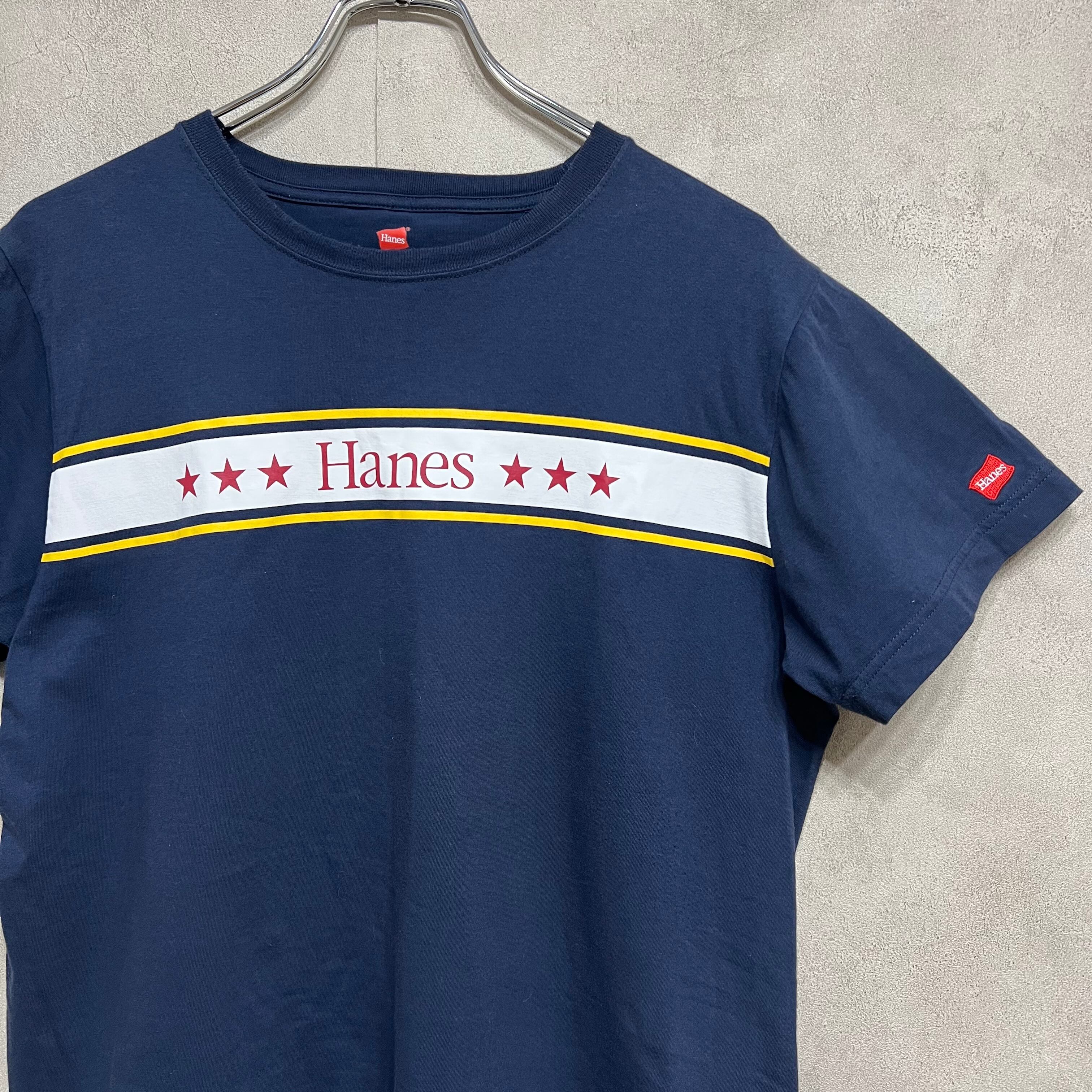 Hanes ロゴデザインTシャツ ヘインズ ネイビー 紺 Mサイズ 半袖