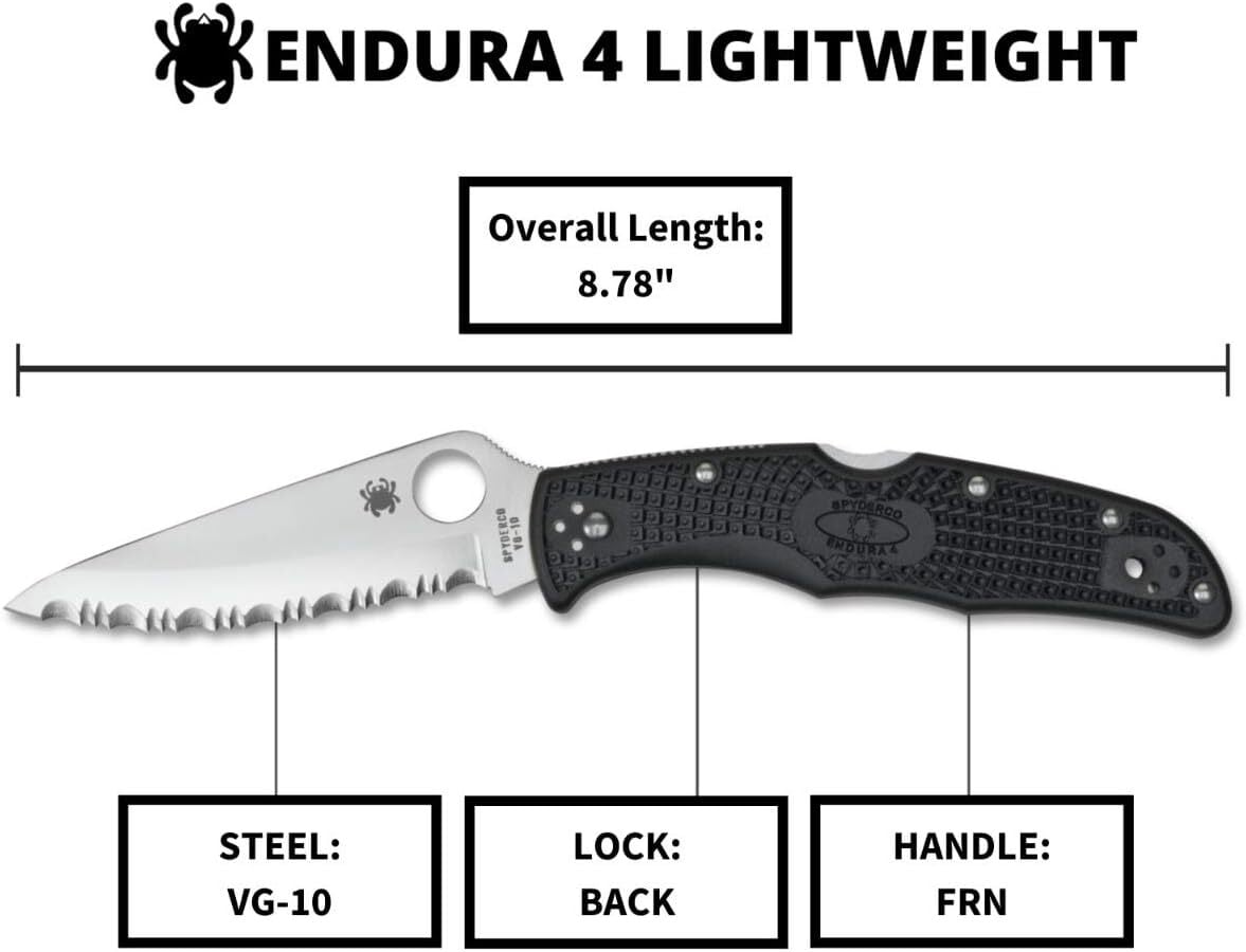 アウトドアナイフ 日本製 C10SBK Spyderco エンデューラ4 アウトドアナイフ 日本製 C10SBK Spyderco エンデューラ4