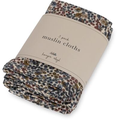 3PACK MUSLIN CLOTH GOTS VIVI FLEUR【Konges Sloejd コンゲススロイド】おくるみ 出産祝い
