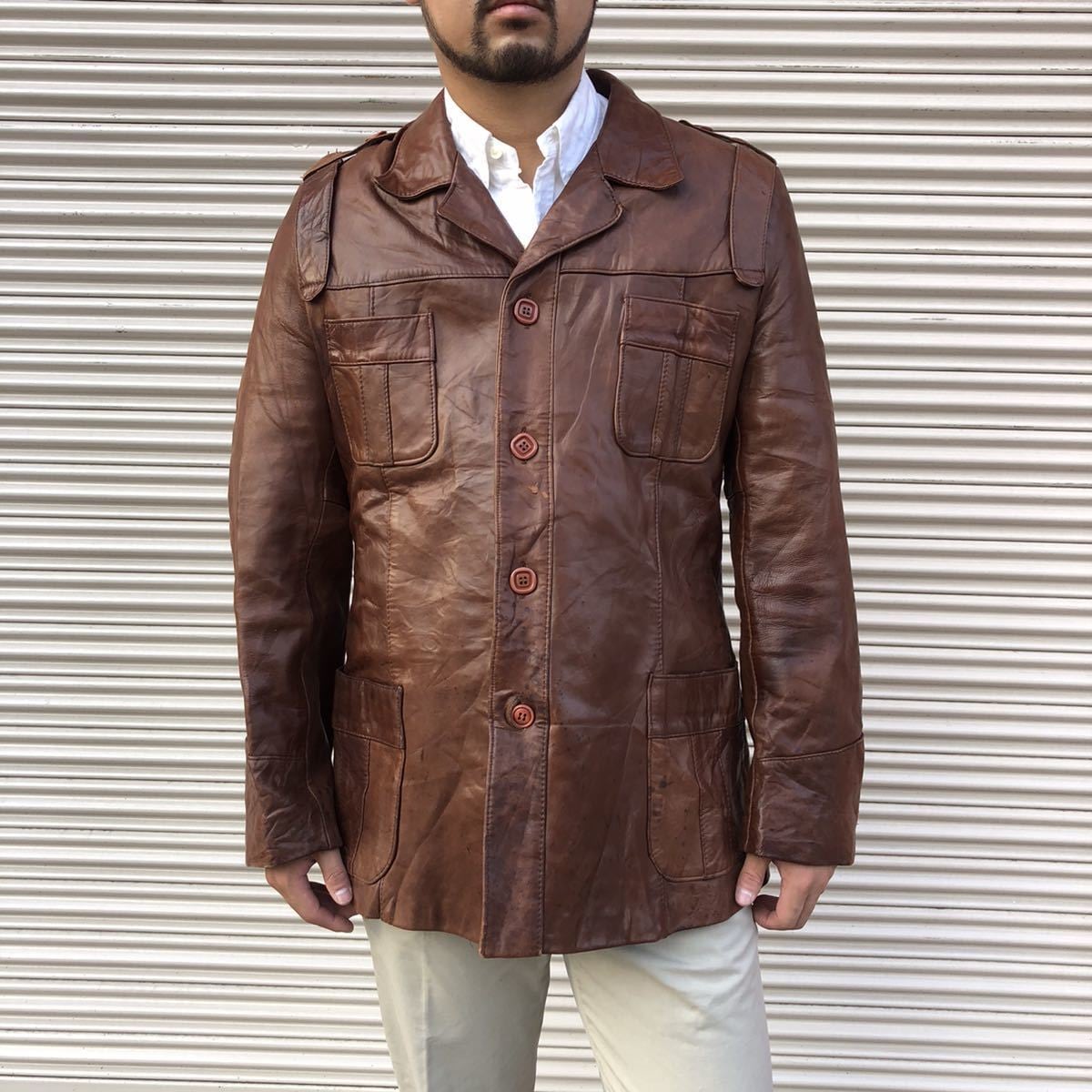 70s vintage leather jacket レザージャケット