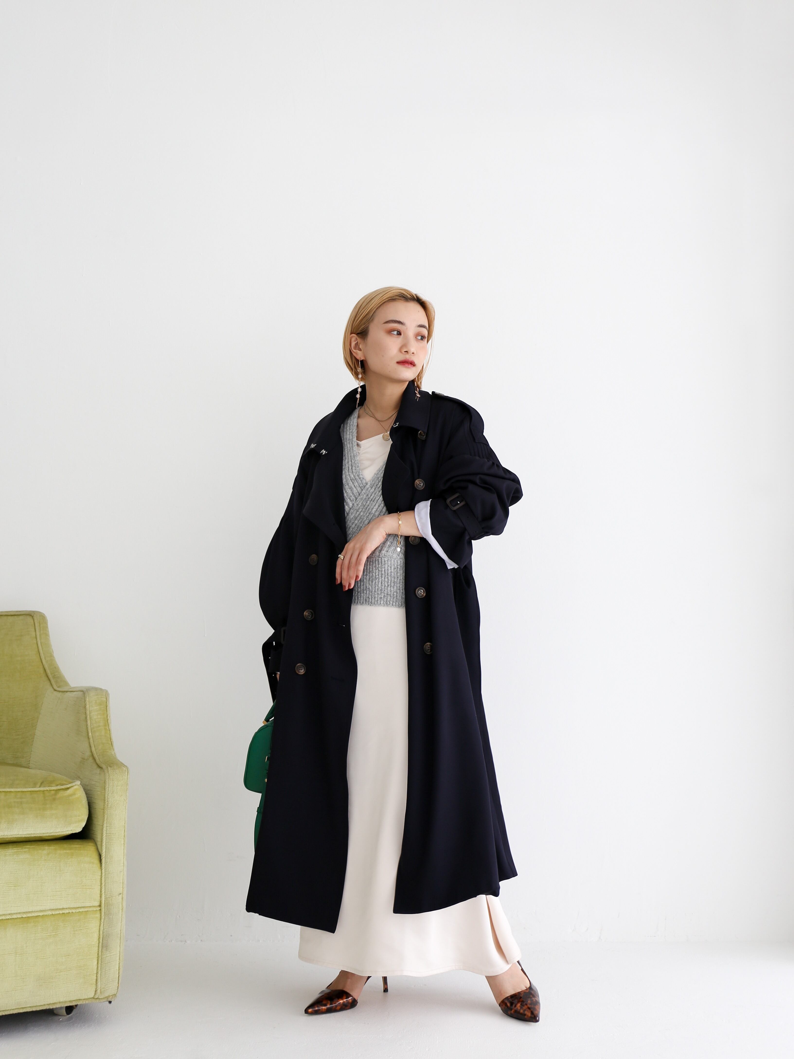 pleats trench coat（navy） | Cara by Katrin TOKYO